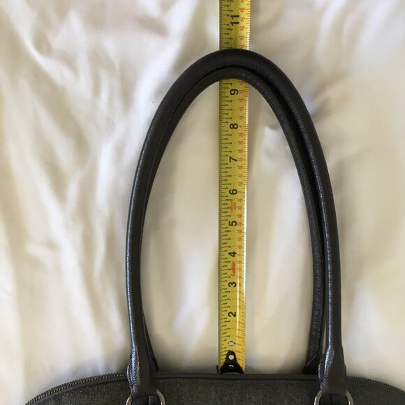 TUMI Business Bag Satchel Large Leather Villa Nivelle Zips Tags Grey Brown - Picture 14 of 16